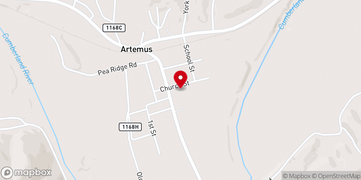 Map showing location of Artemus First Baptist Church