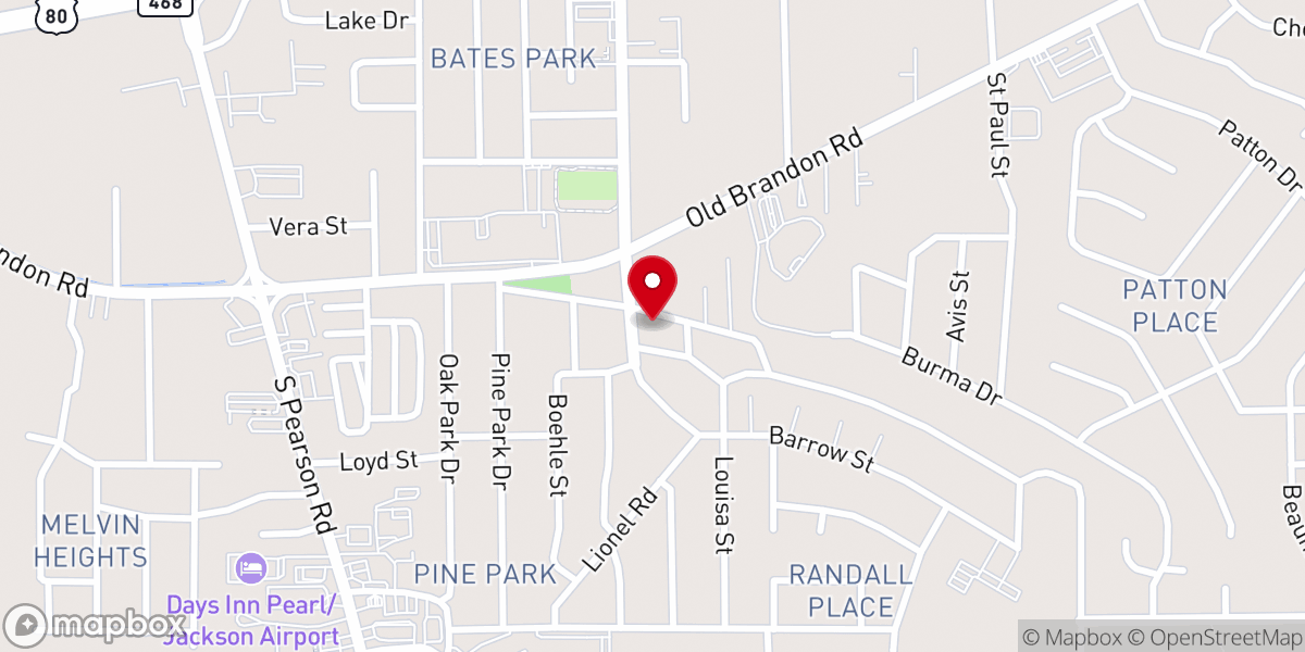 Map showing location of Antioch Baptist Church