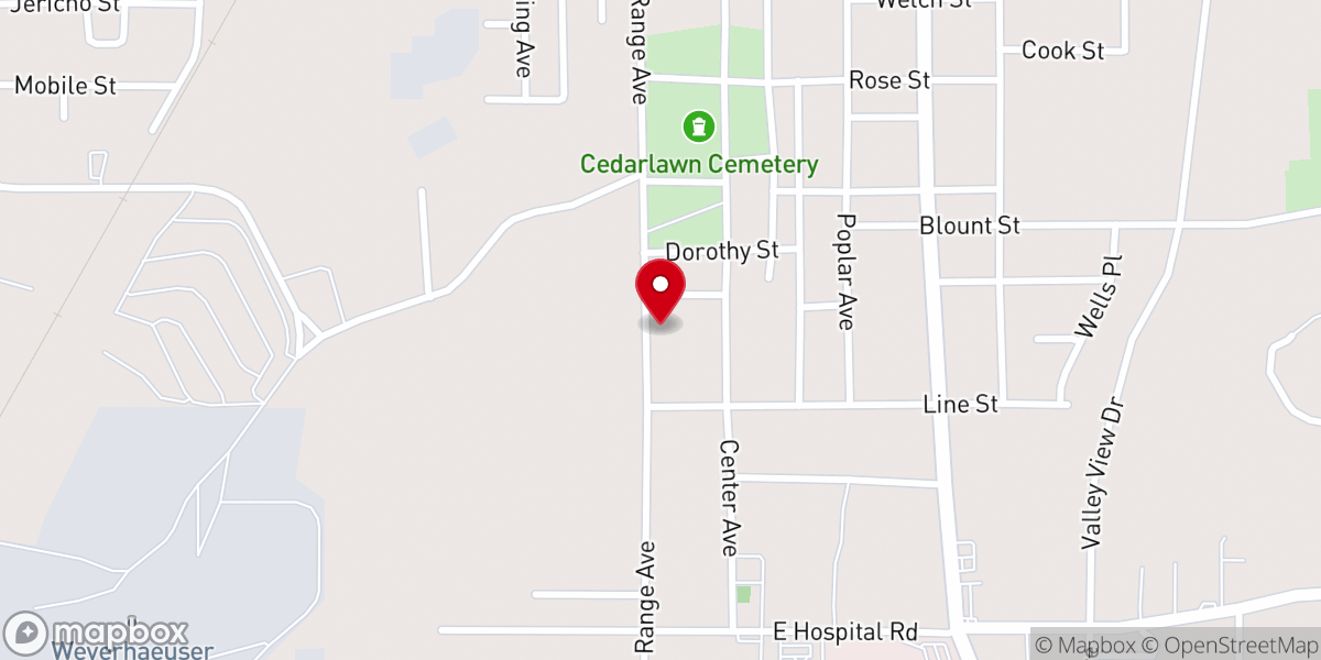 Map showing location of Southside Methodist Church