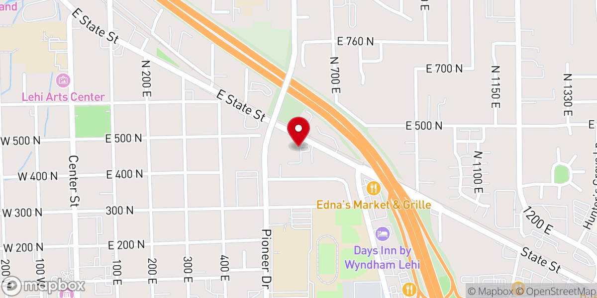 Map showing location of The Potter's House Christian Center Lehi