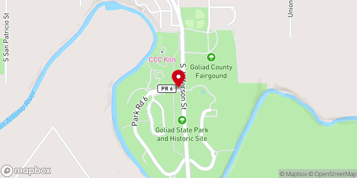 Map showing location of Goliad State Park & Historic Site