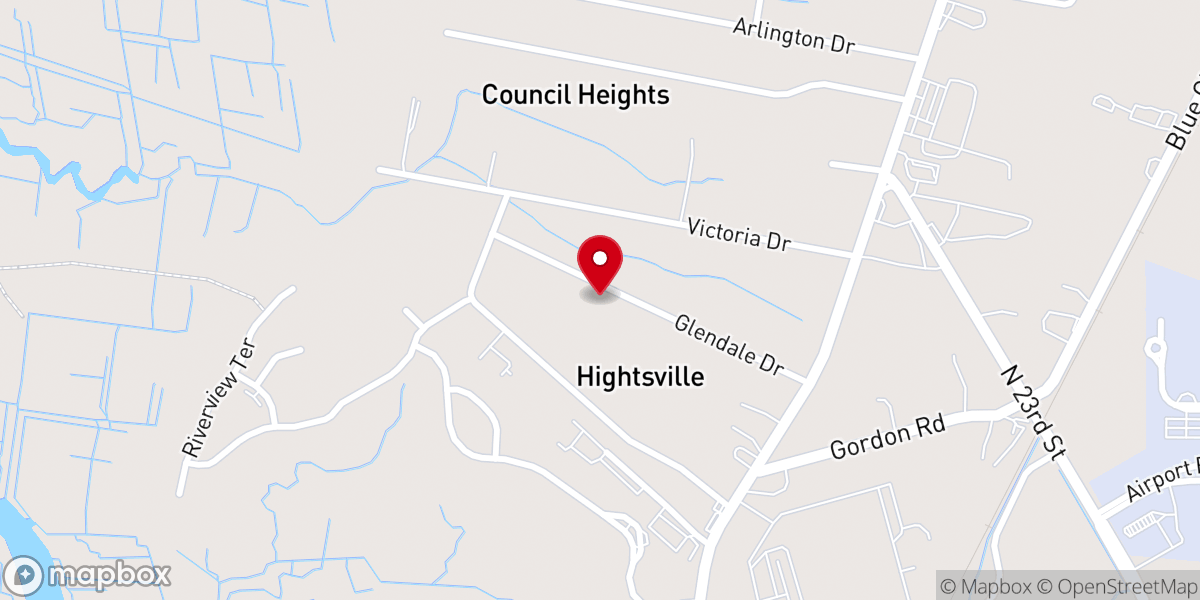Map showing location of Olivet Baptist Church