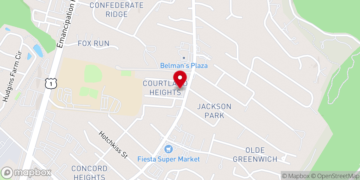 Map showing location of Hillcrest United Methodist Church