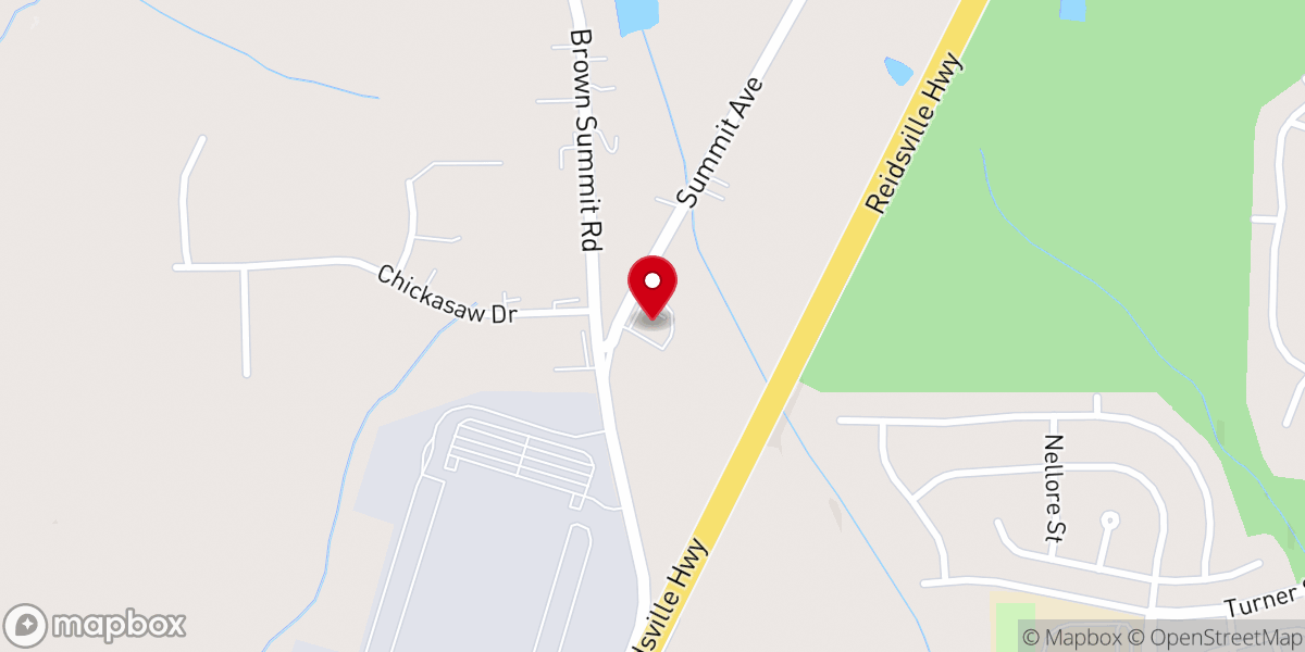 Map showing location of Brown Summit Baptist Church