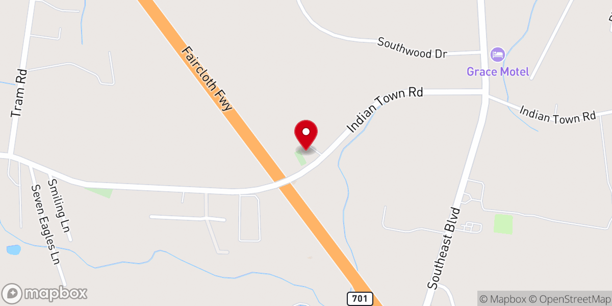 Map showing location of Holly Grove Holiness Church