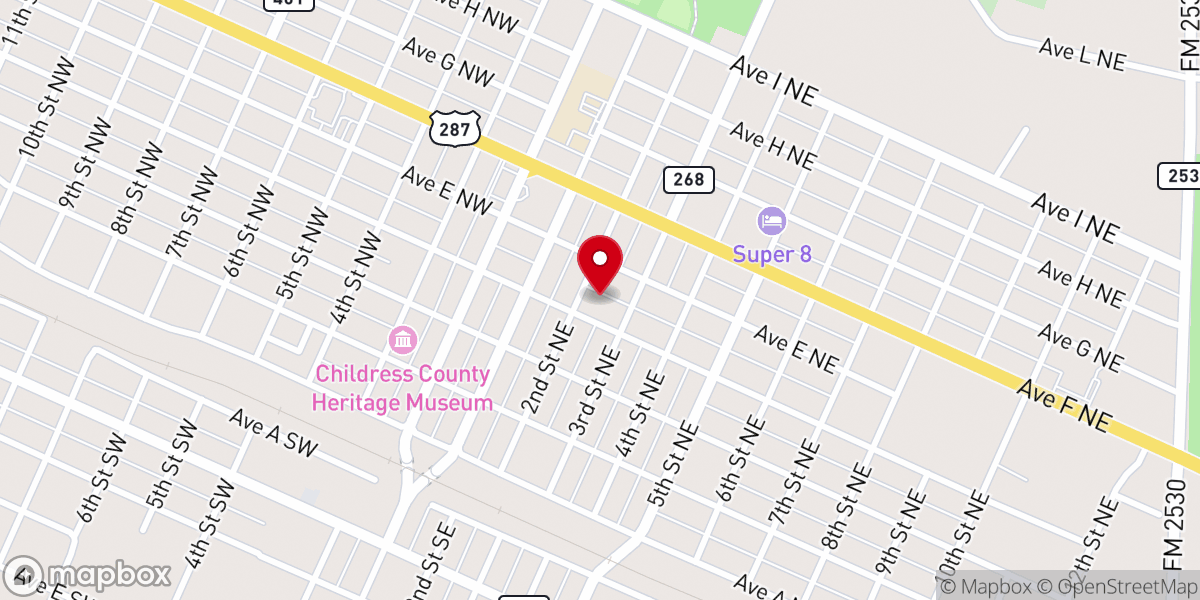 Map showing location of Childress Methodist Church