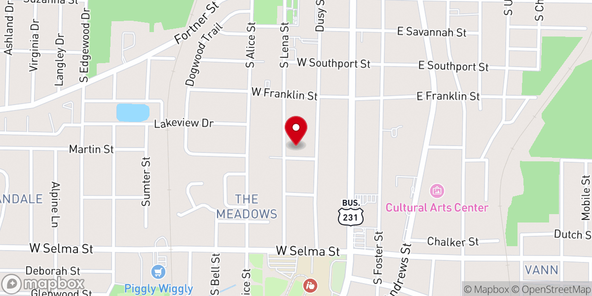 Map showing location of South Lena Baptist Church