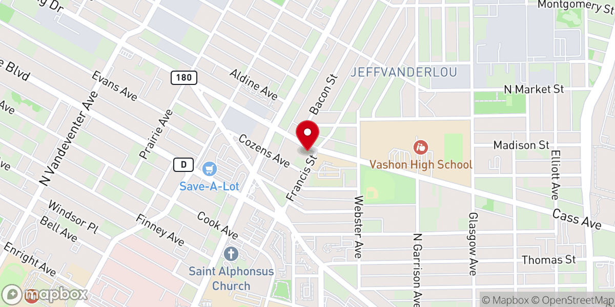 Map showing location of Bethlehem Missionary Baptist Church