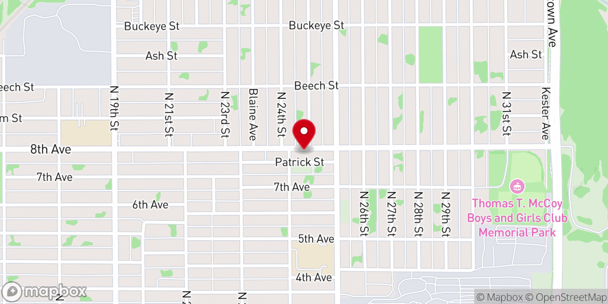 Map showing location of Prince of Peace Missionary Baptist Church