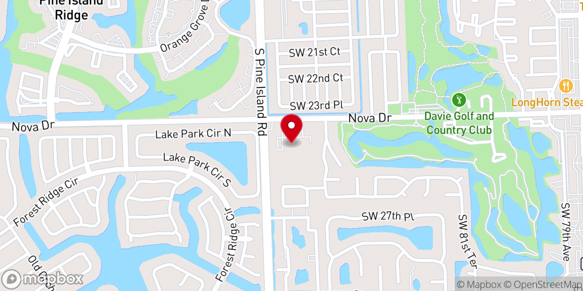 Map showing location of New Life Baptist Church of Davie