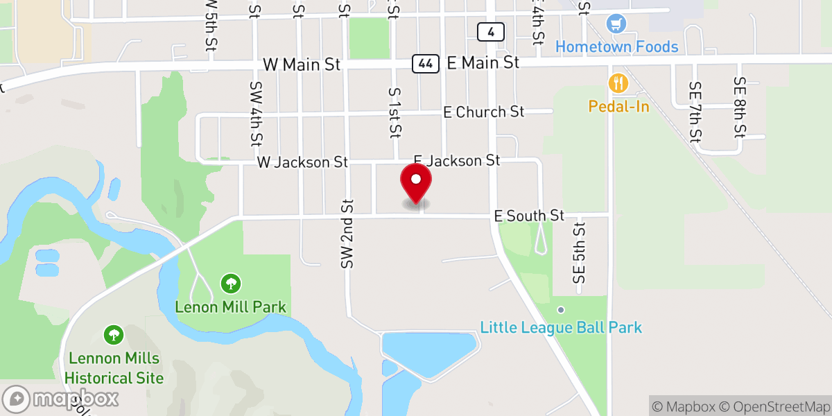 Map showing location of Lighthouse Assembly of God Church