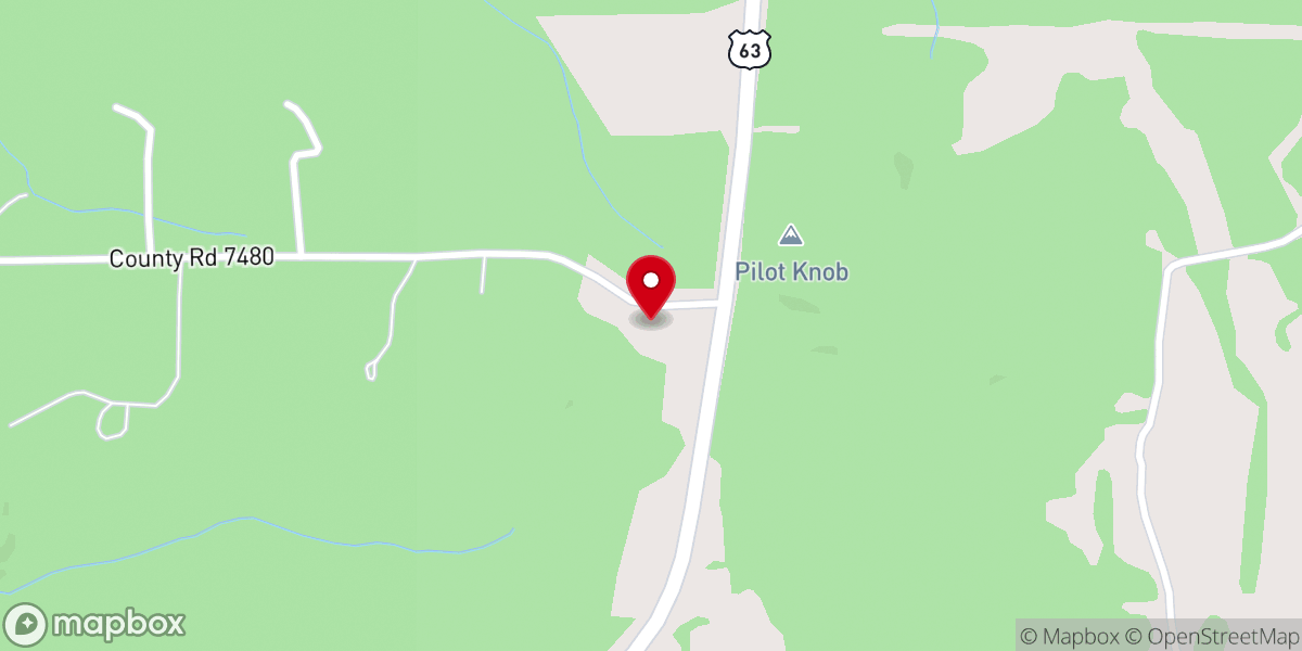 Map showing location of Pilot Knob Church