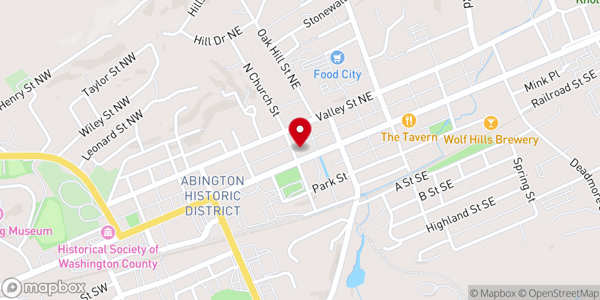 Map showing location of Abingdon United Methodist Church