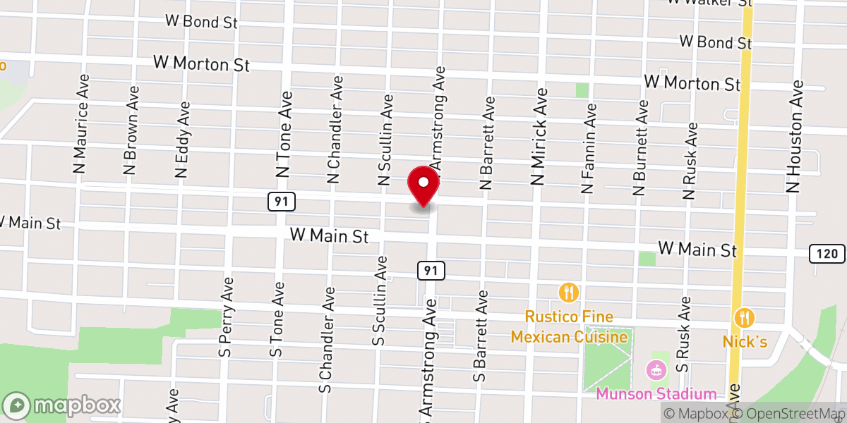 Map showing location of First Christian Church of Denison