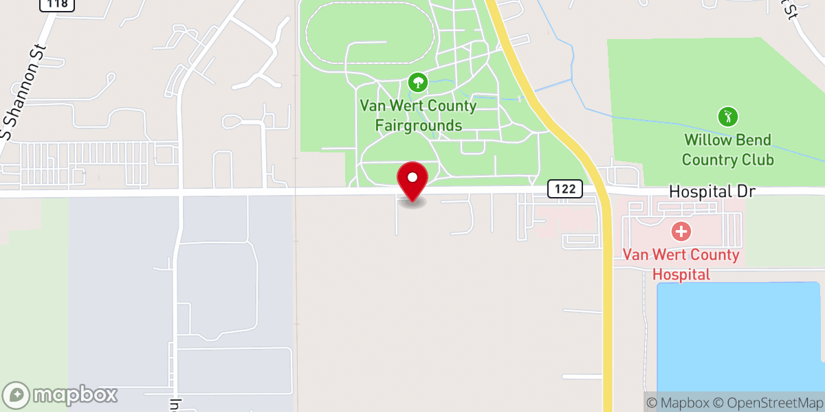 Map showing location of Van Wert County Council On Aging