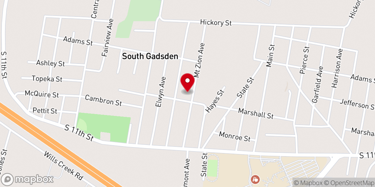 Map showing location of Edgewood Baptist Church