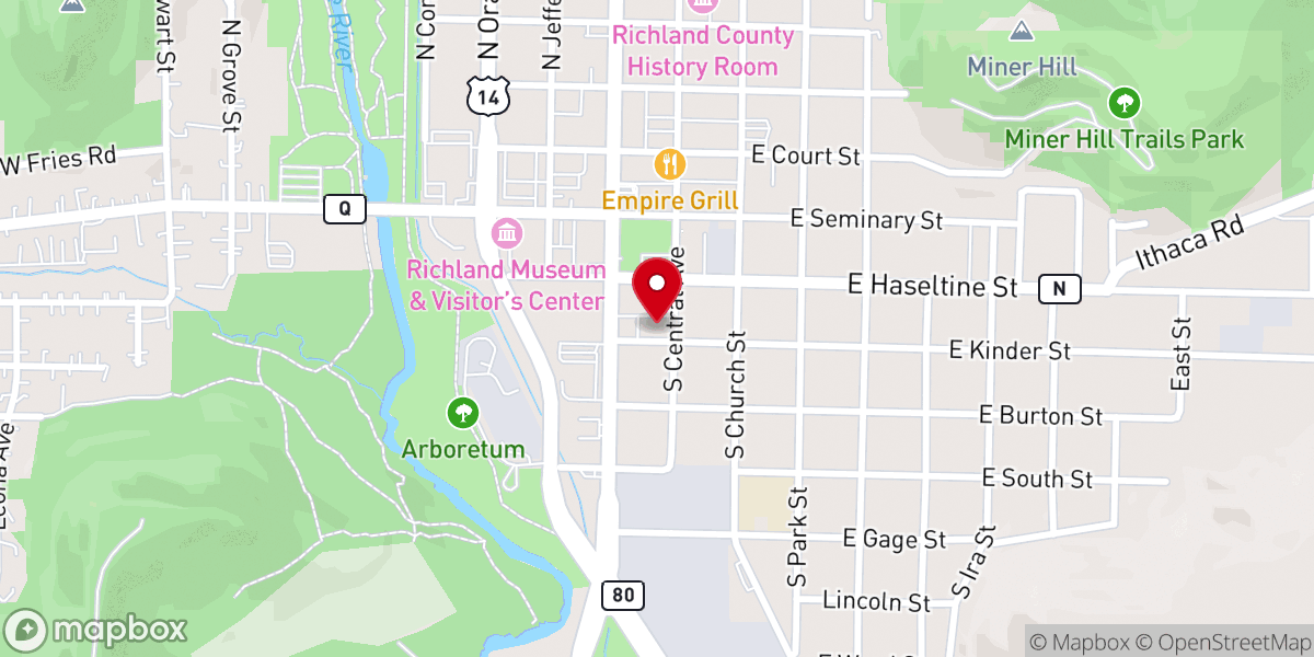 Map showing location of Church of the Nazarene