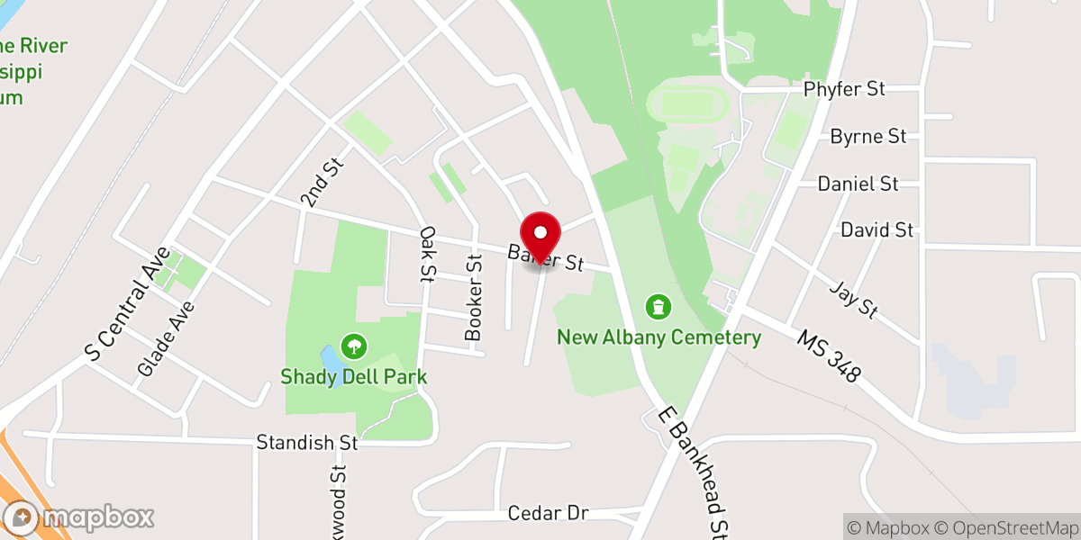 Map showing location of Oak Grove Missionary Baptist Church and Family Life Center Inc