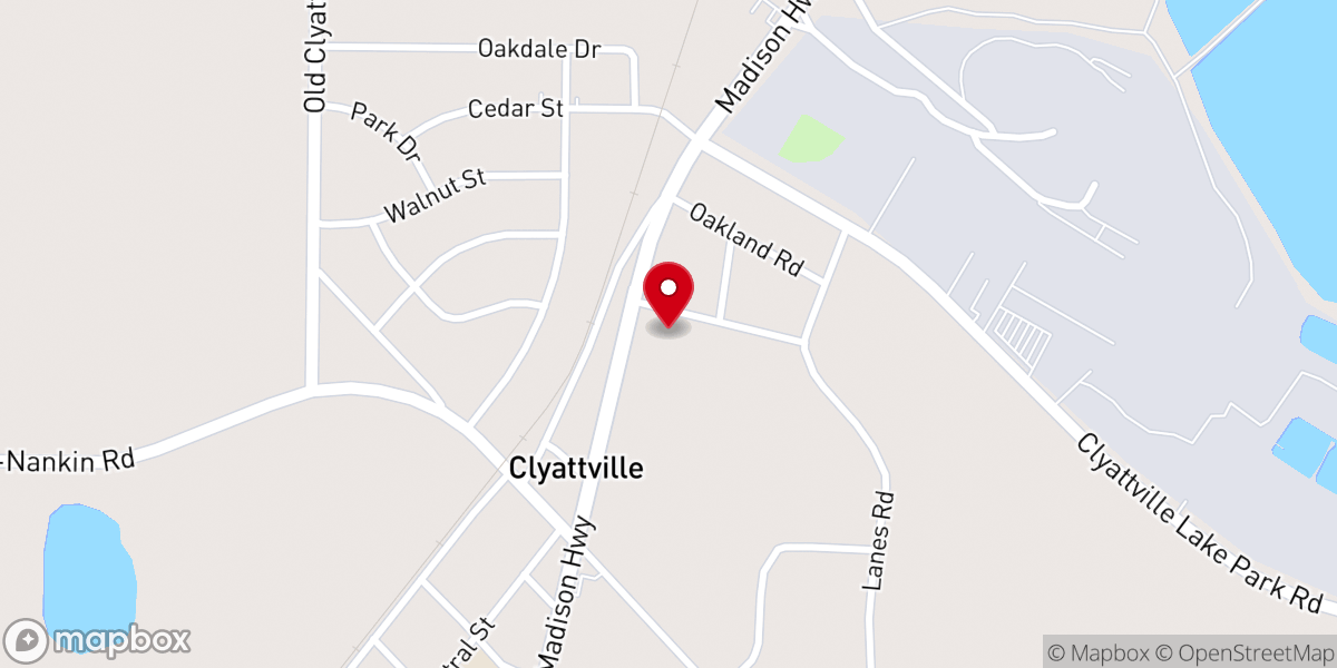 Map showing location of Clyattville Baptist Church