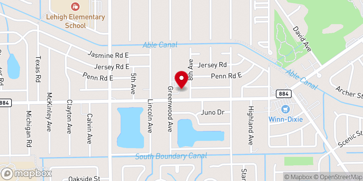 Map showing location of Faith Lutheran Church