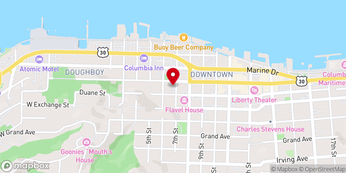 Map showing location of First Baptist Church of Astoria - ABC