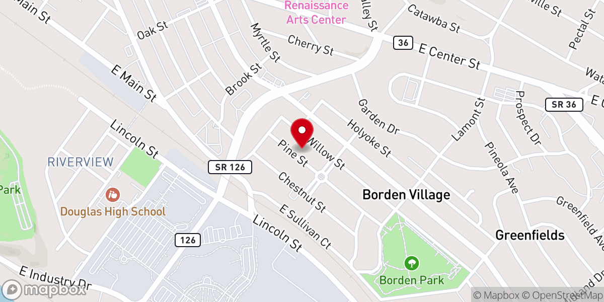 Map showing location of Calvary Baptist Church