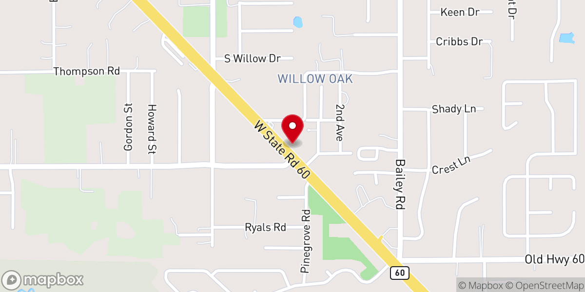 Map showing location of Willow Oak Chruch Of God