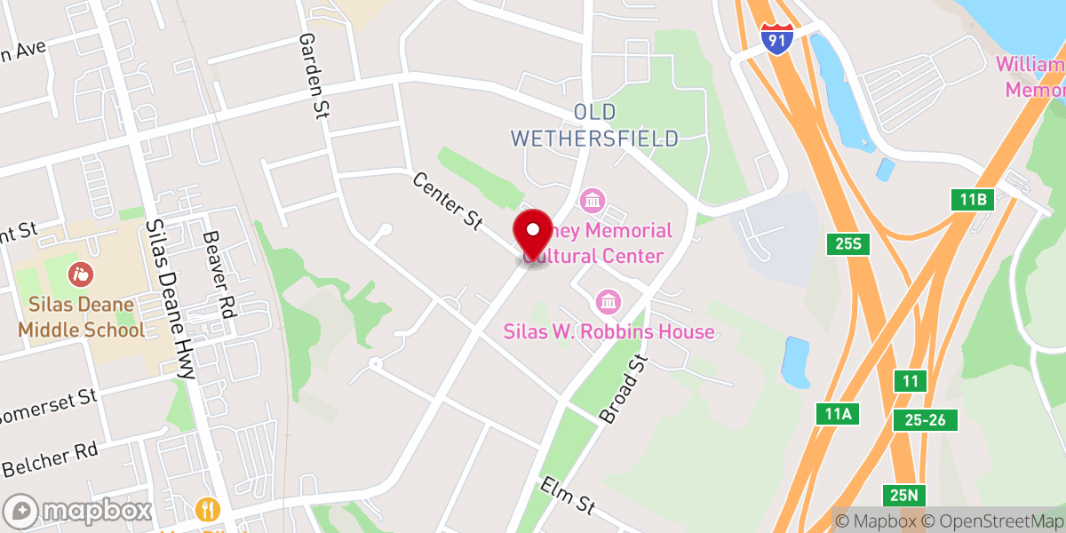 Map showing location of Wethersfield Historical Society