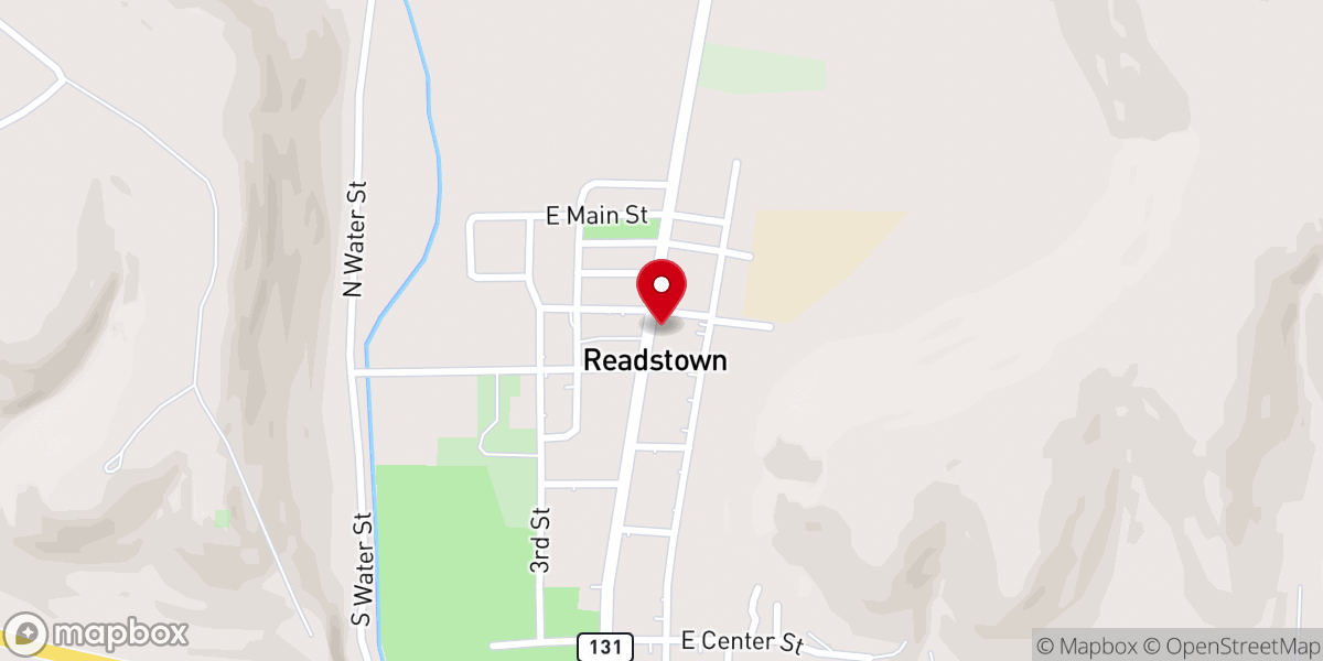 Map showing location of Readstown Municipal Building