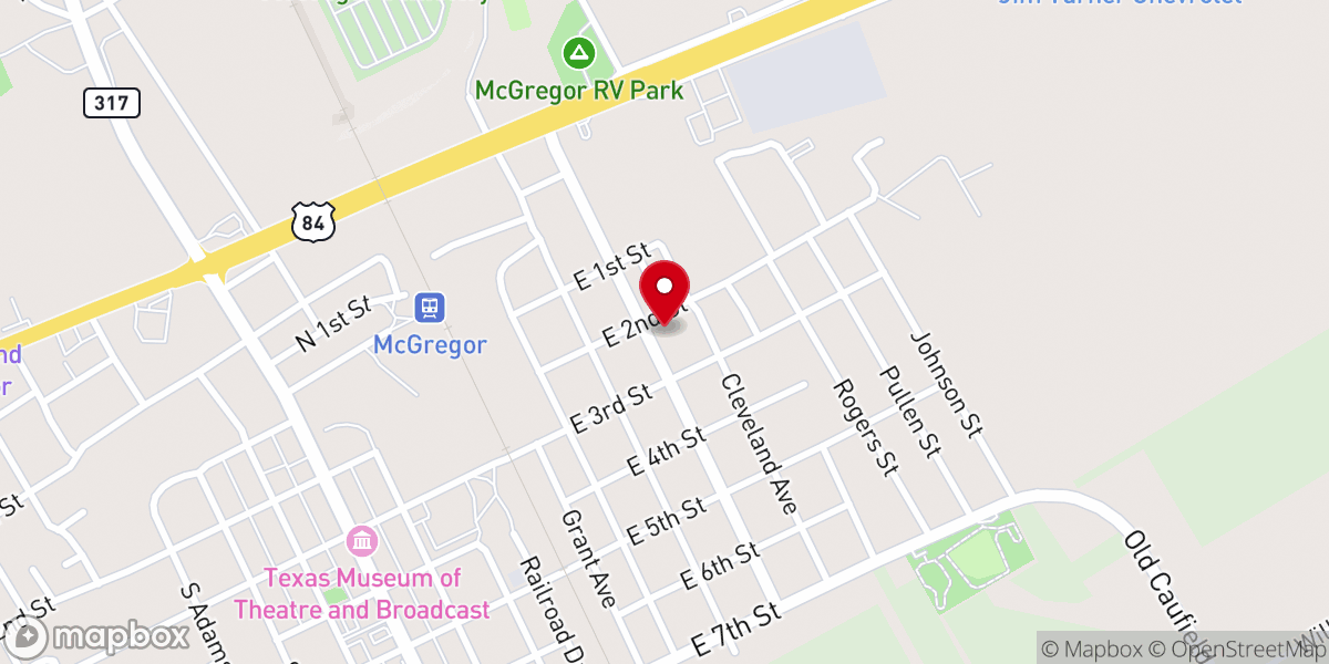 Map showing location of New Zion Baptist Church