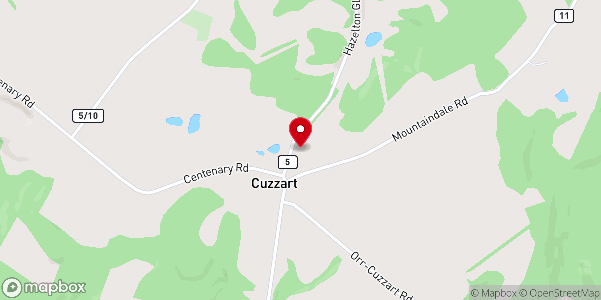 Map showing location of Cuzzart United Methodist Church