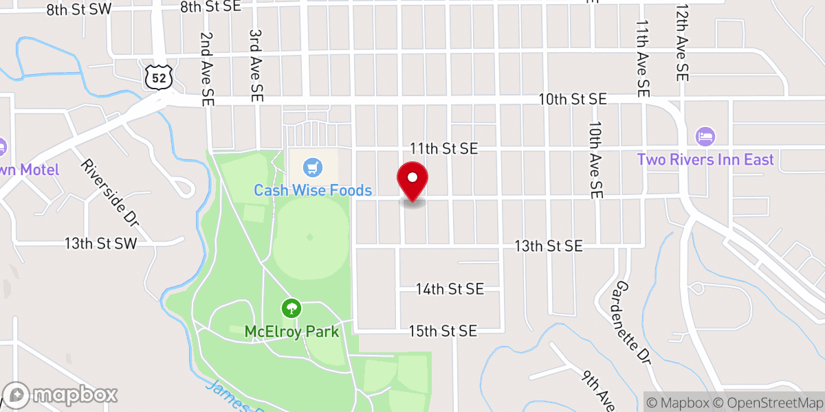 Map showing location of Hope Church