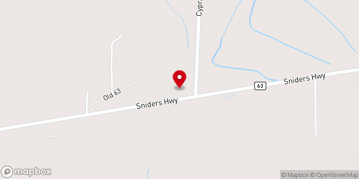 Map showing location of Cypress Pond Church