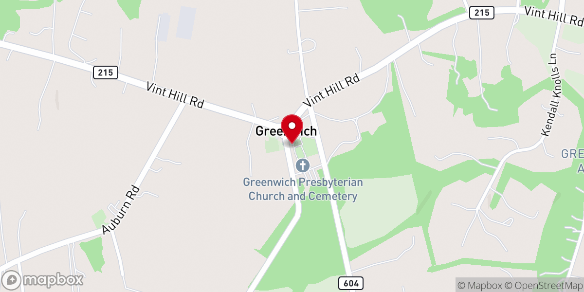 Map showing location of Greenwich Presbyterian Church Office