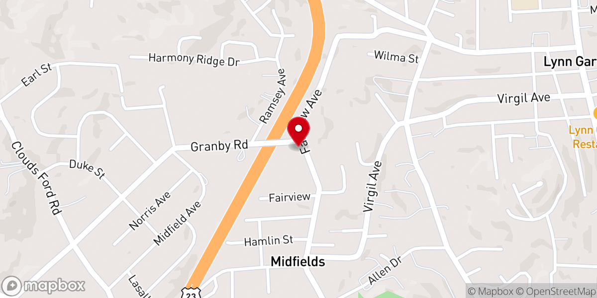 Map showing location of Victory Baptist Church
