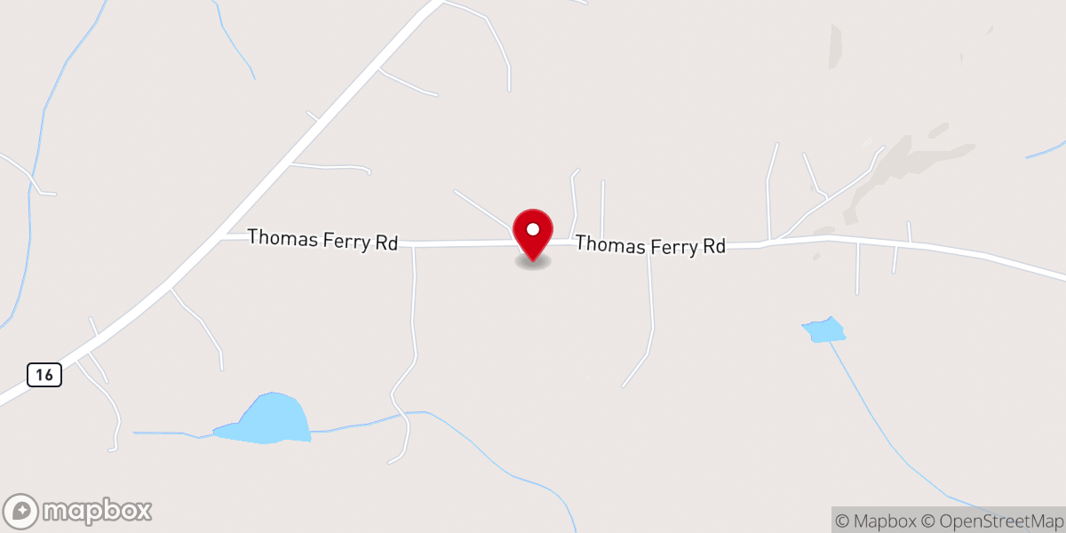 Map showing location of Lizzieberry Baptist Church