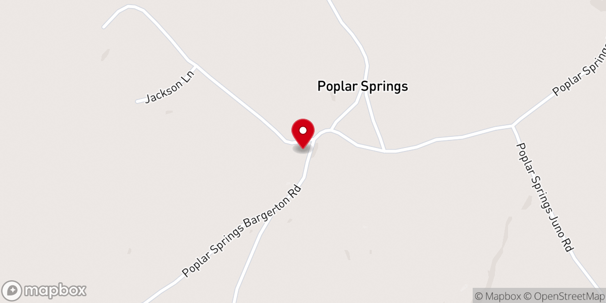 Map showing location of Poplar Springs Baptist Church