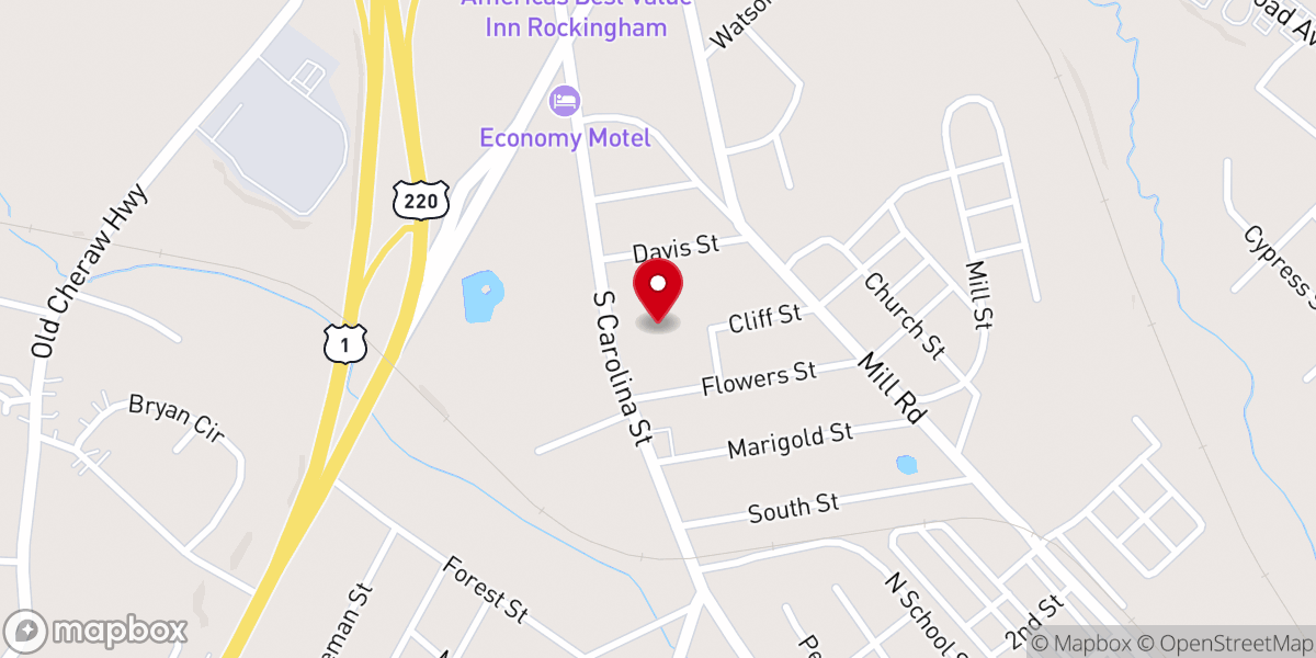 Map showing location of Temple Baptist Church