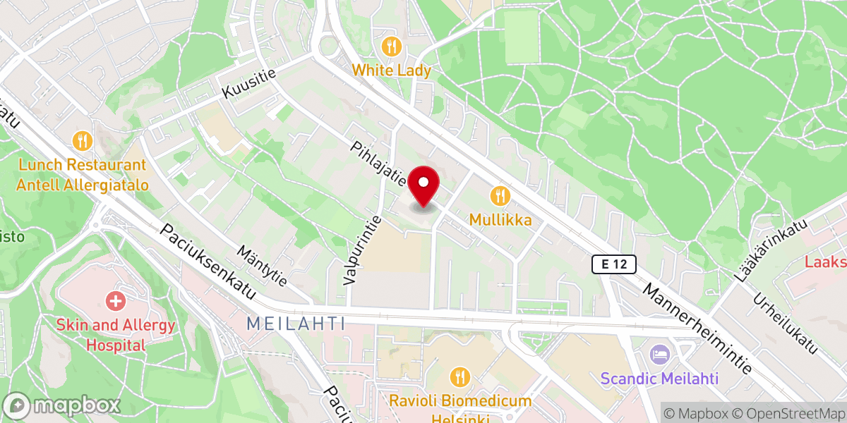 Map showing location of Meilahden kirkko