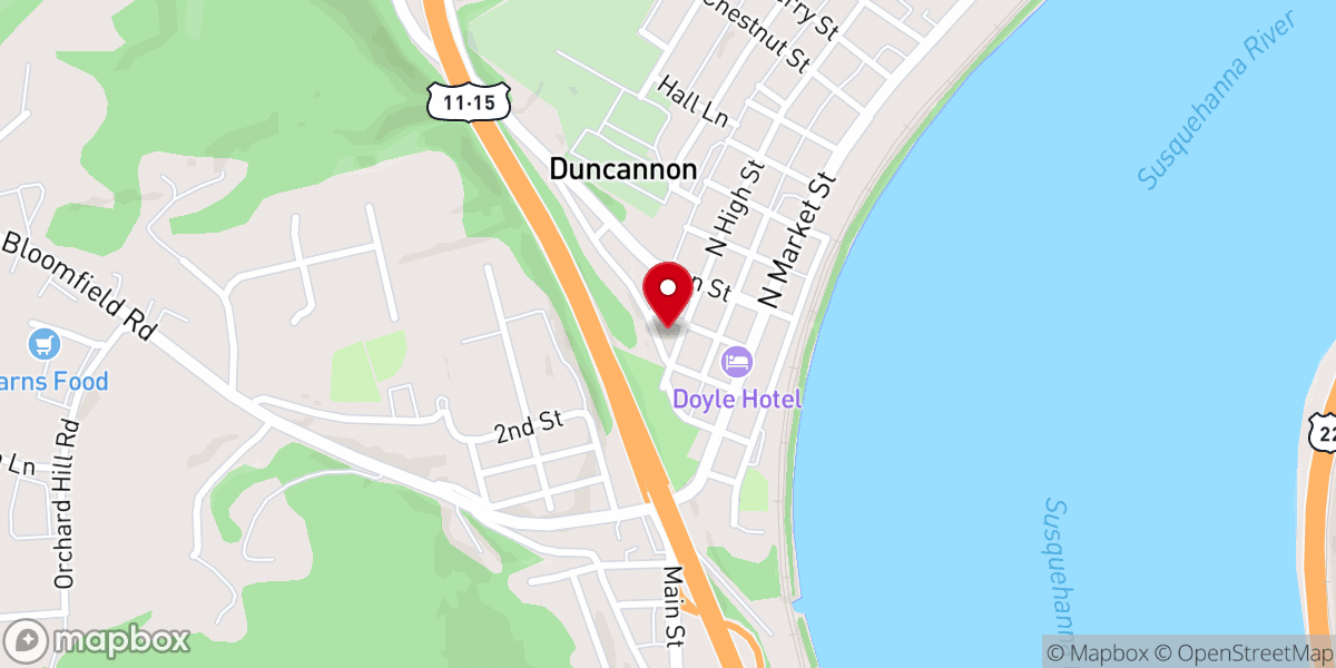 Map showing location of Duncannon Presbyterian Church