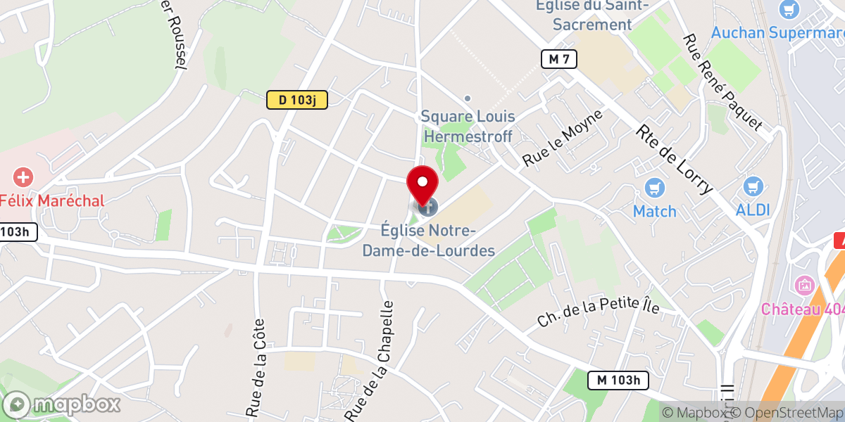 Map showing location of Église Notre-Dame-de-Lourdes