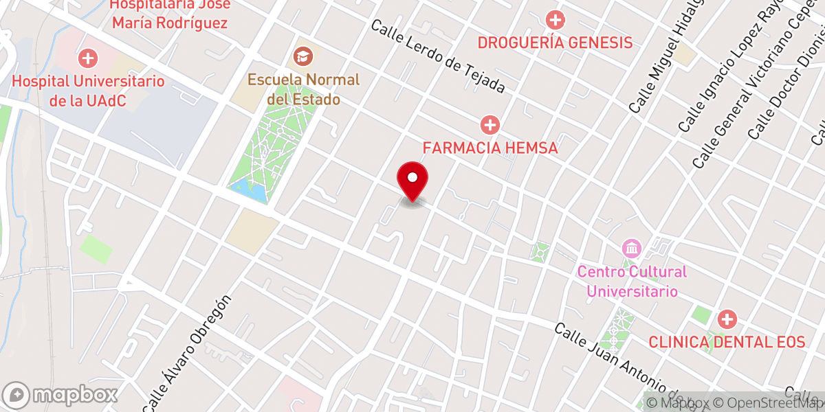 Map showing location of Templo El Mesías