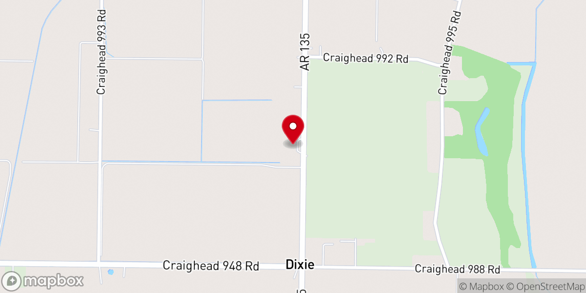 Map showing location of Dixie Baptist Church