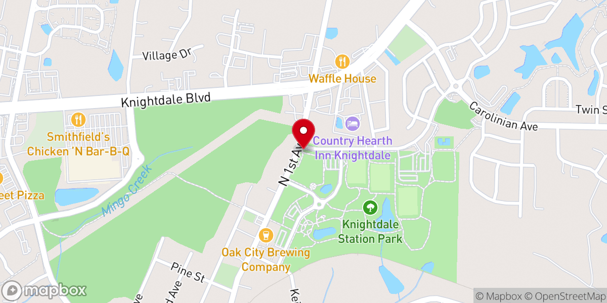 Map showing location of Knightdale Station Park