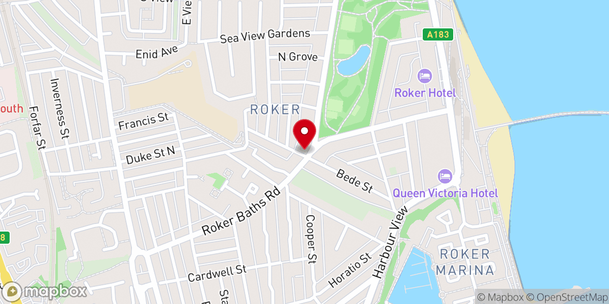 Map showing location of Roker Methodist Church