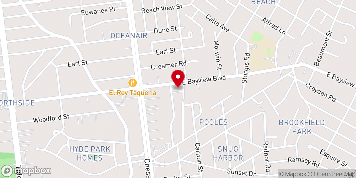 Map showing location of Bayview United Church of Christ