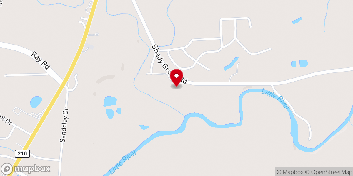 Map showing location of Shady Grove Free Will Baptist Church