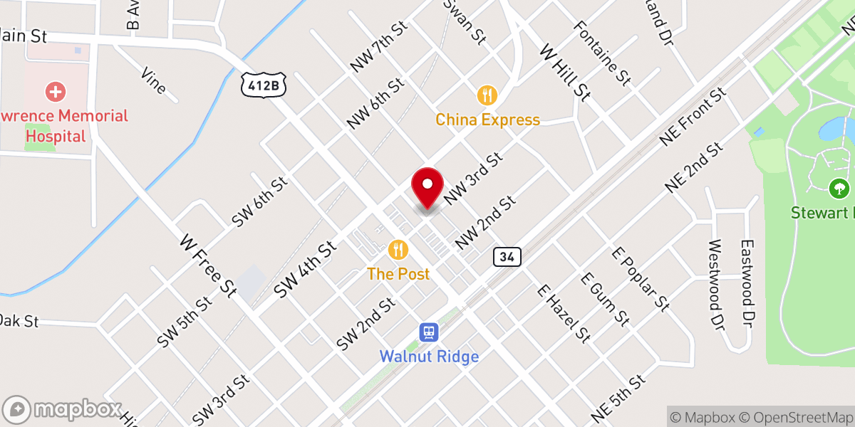 Map showing location of First Presbyterian Church