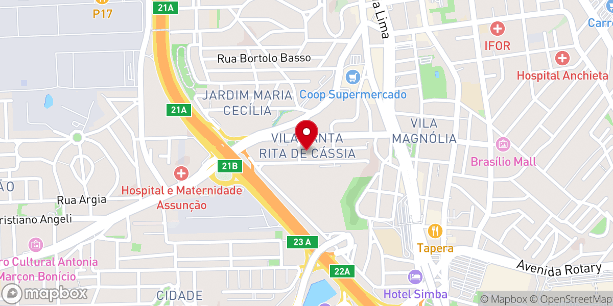 Map showing location of Igreja Evangélica Bola de Neve - São Bernardo do Campo