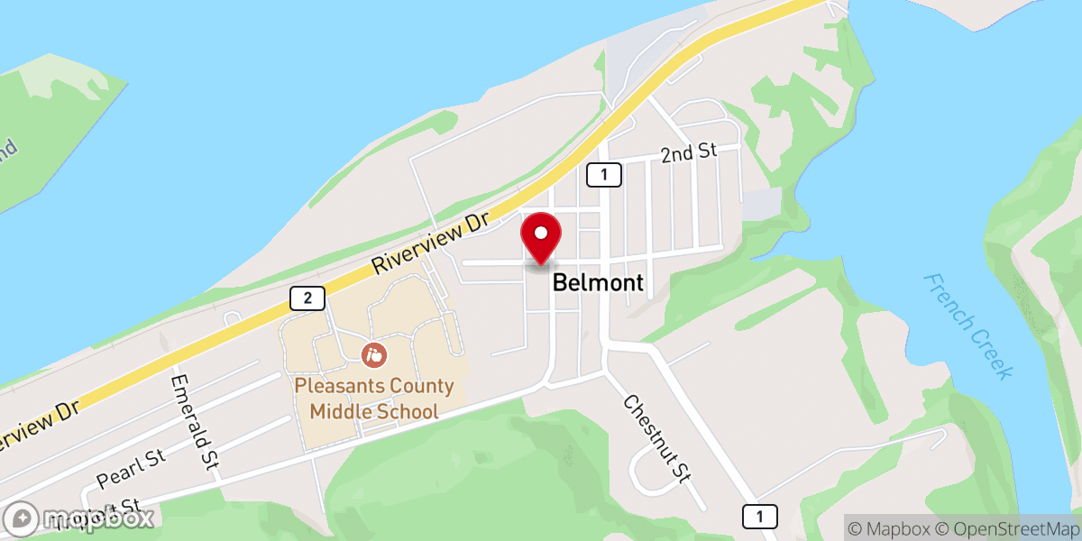 Map showing location of Belmont Baptist Church